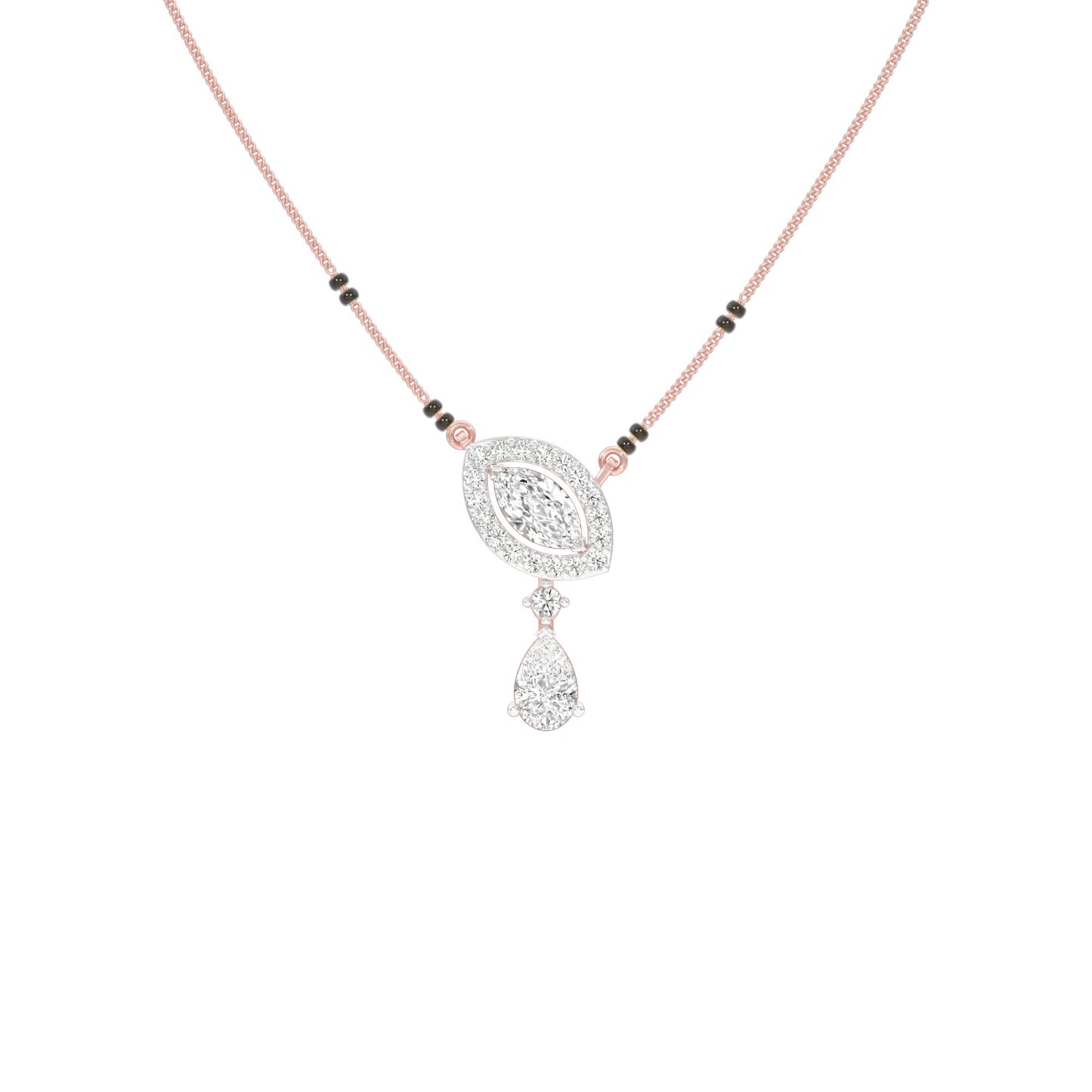 Marquise & Pear Drop Diamond Mangalsutra 9 KT / Rose Gold
