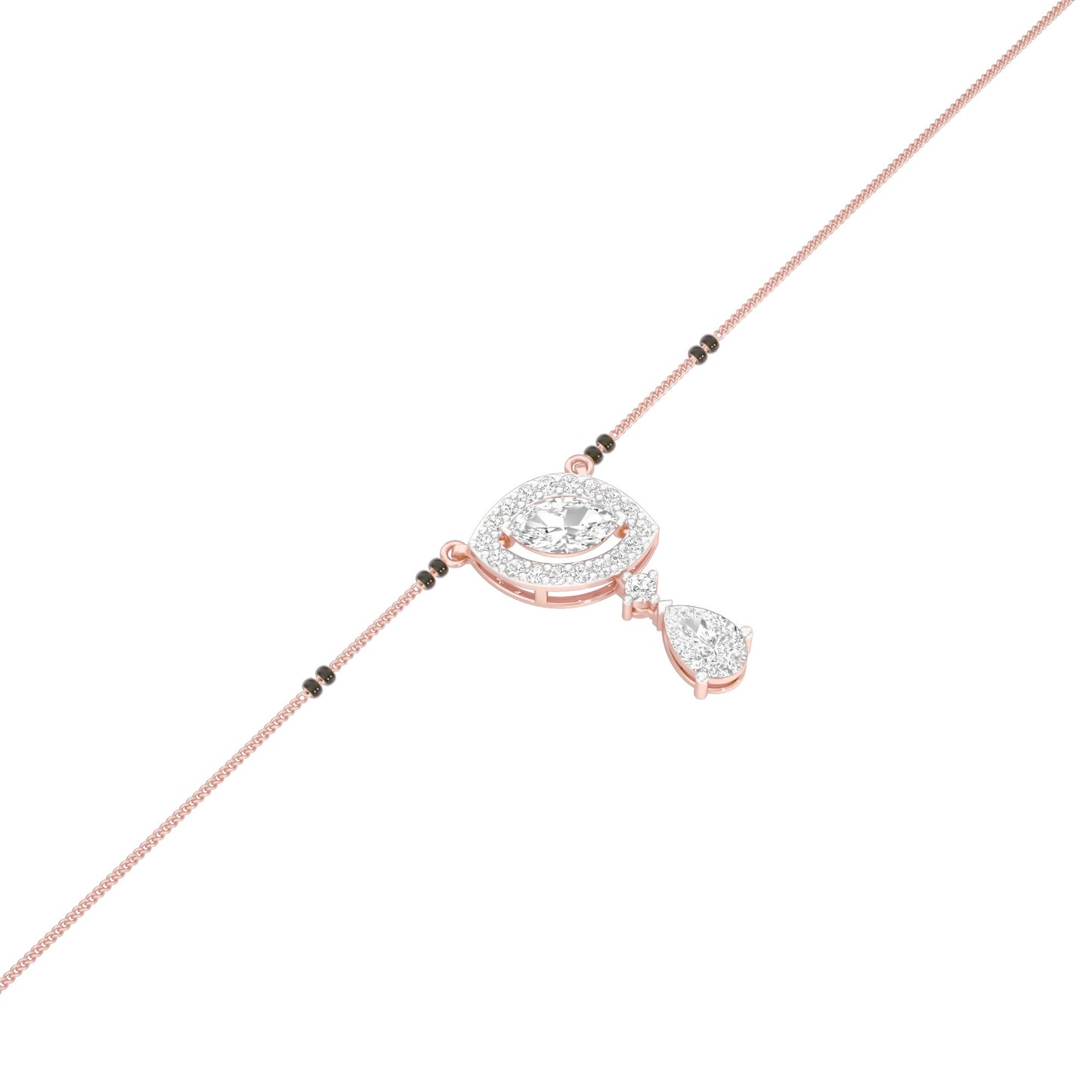 Marquise & Pear Drop Diamond Mangalsutra 9 KT / Rose Gold