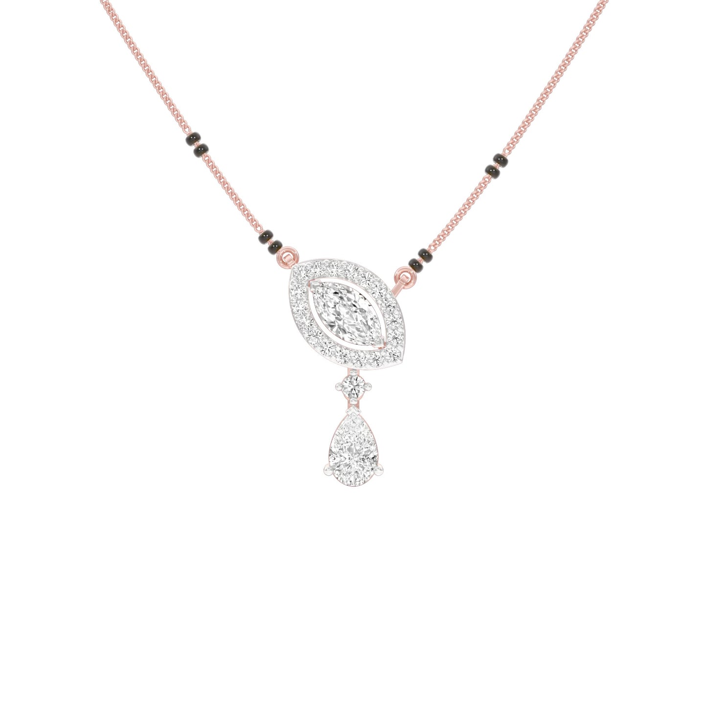 Marquise & Pear Drop Diamond Mangalsutra 9 KT / Rose Gold