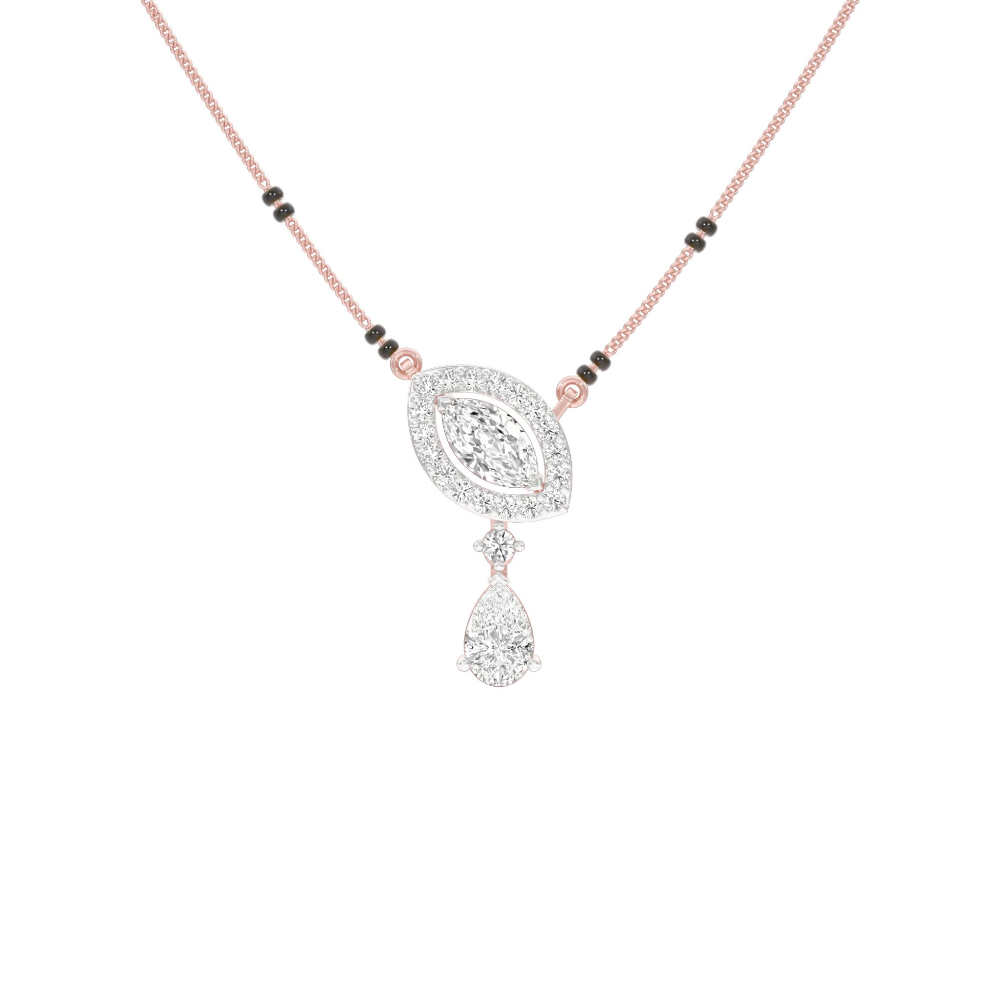 Marquise & Pear Drop Diamond Mangalsutra 9 KT / Rose Gold