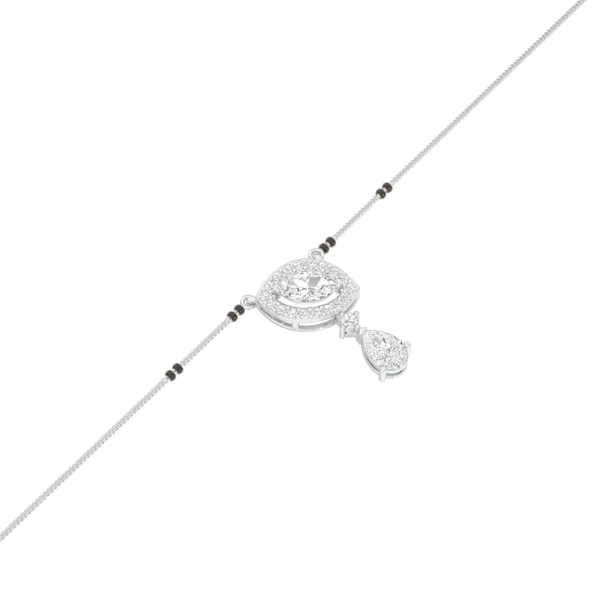 Marquise & Pear Drop Diamond Mangalsutra 9 KT / White Gold