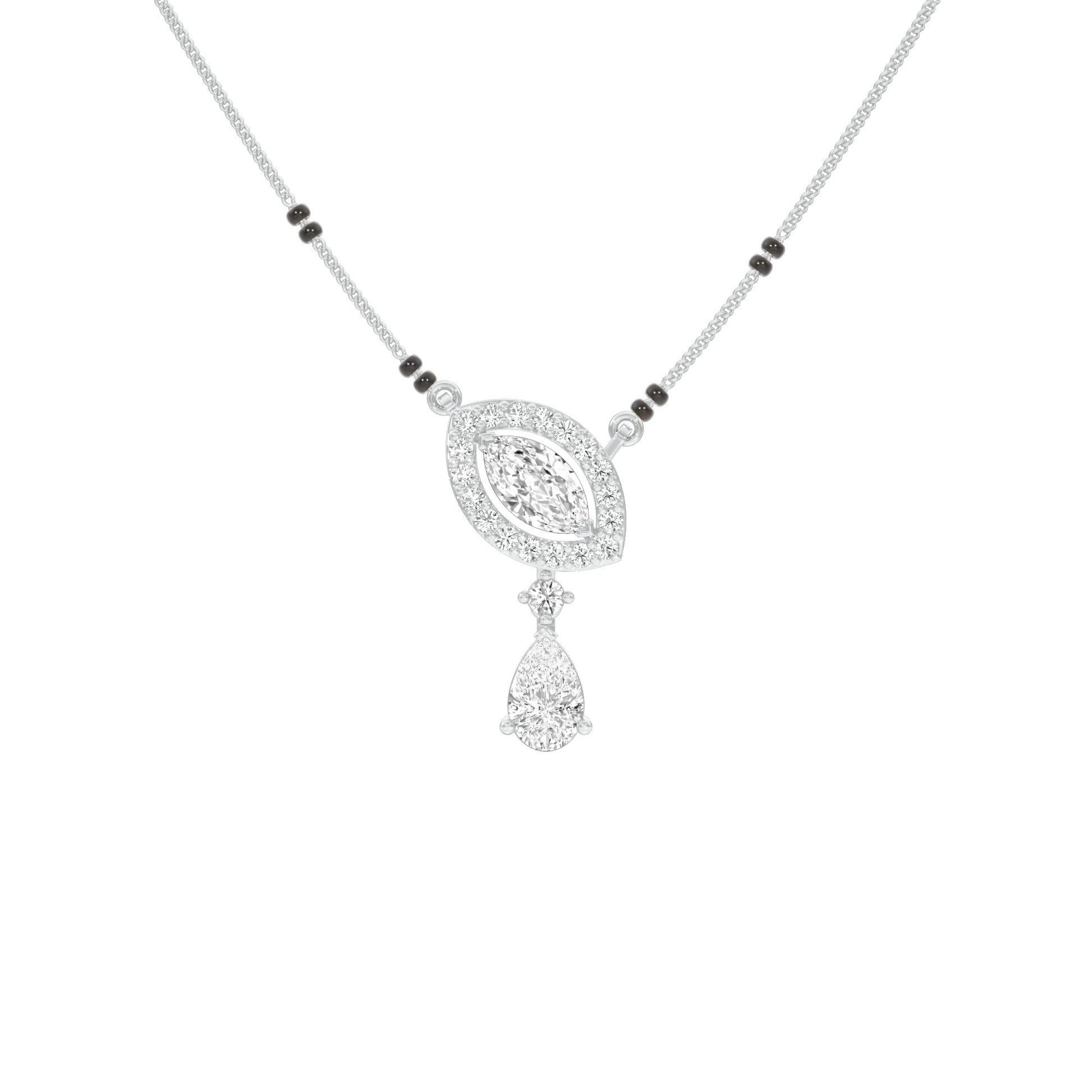 Marquise & Pear Drop Diamond Mangalsutra 9 KT / White Gold