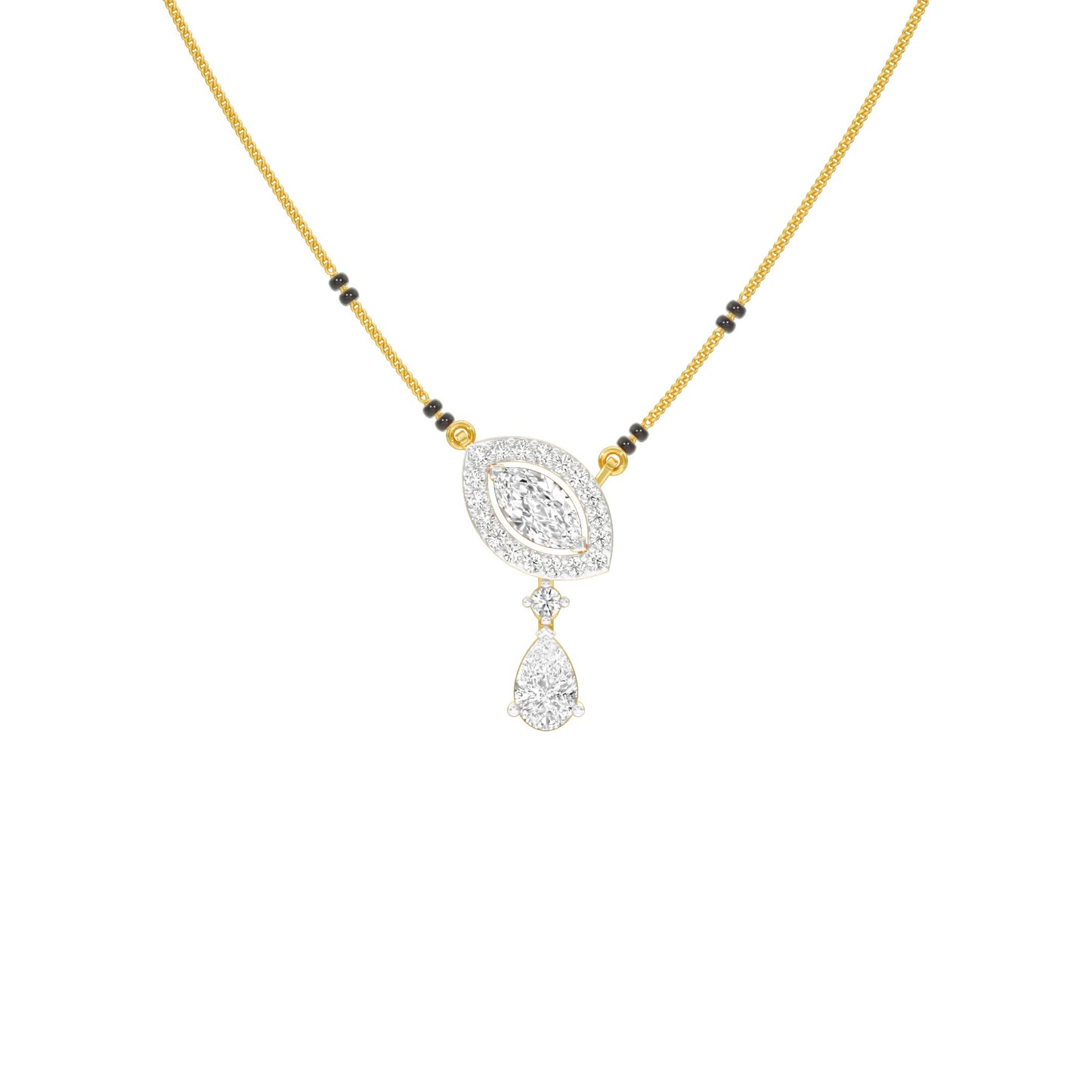 Marquise & Pear Drop Diamond Mangalsutra 9 KT / Yellow Gold