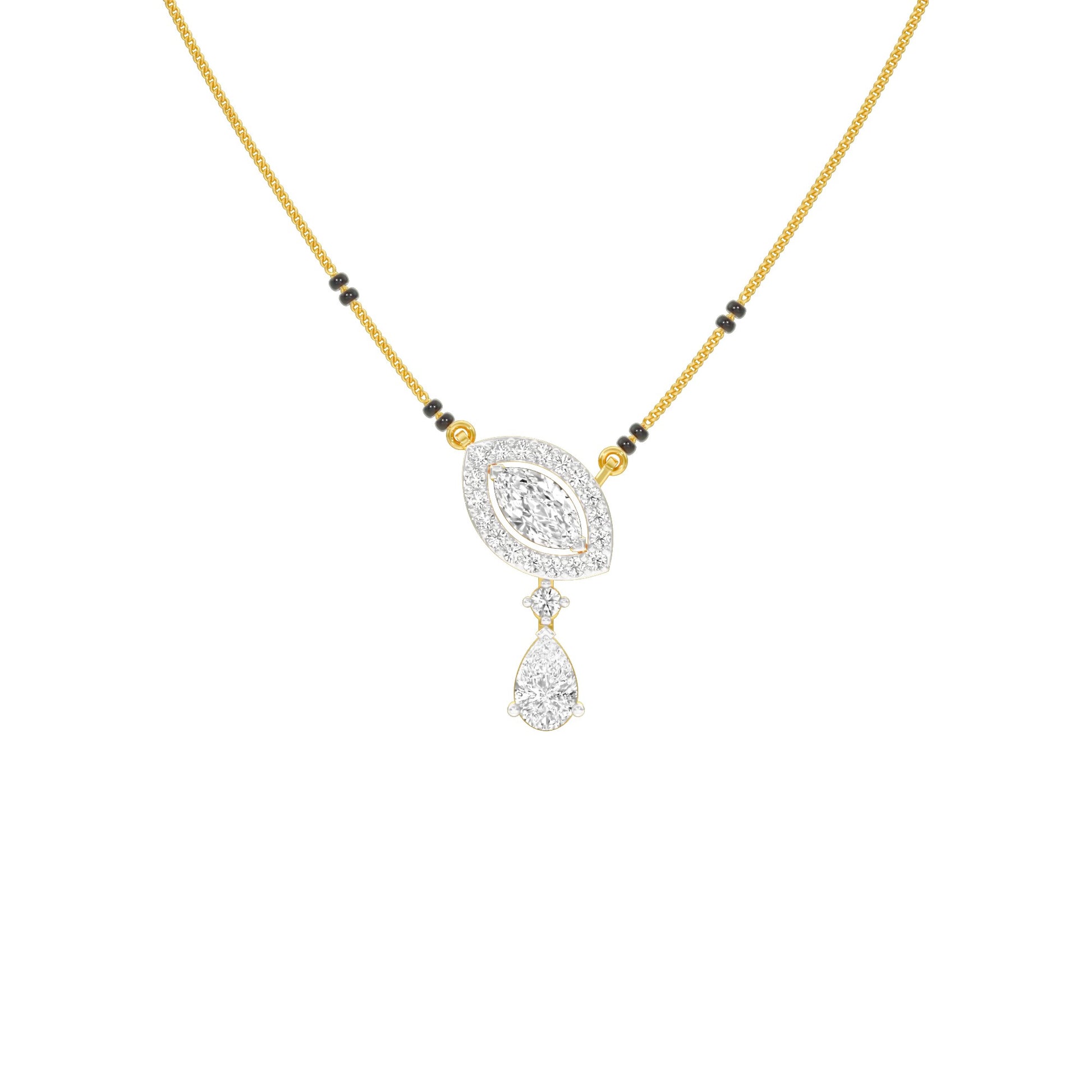 Marquise & Pear Drop Diamond Mangalsutra 9 KT / Yellow Gold