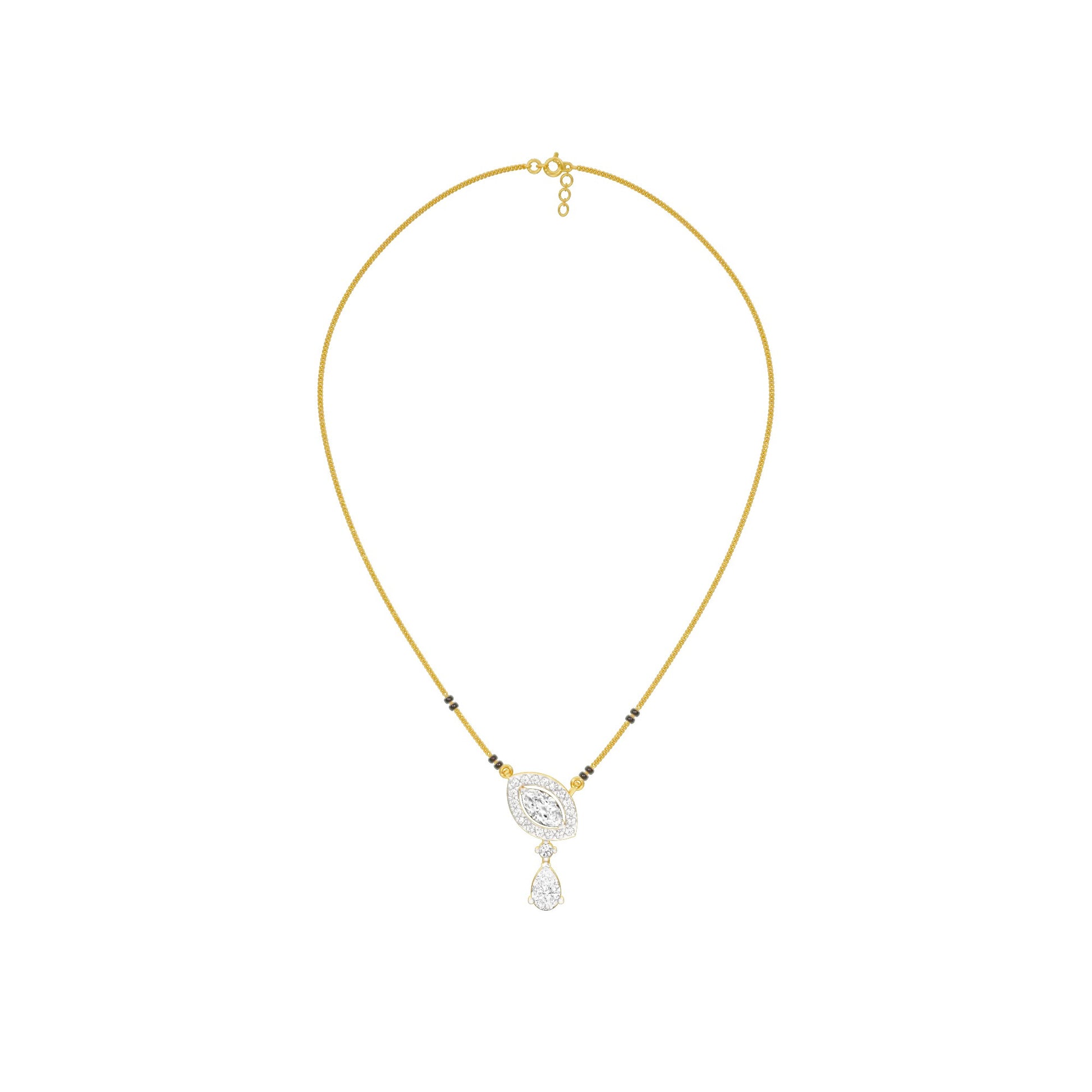Marquise & Pear Drop Diamond Mangalsutra 9 KT / Yellow Gold