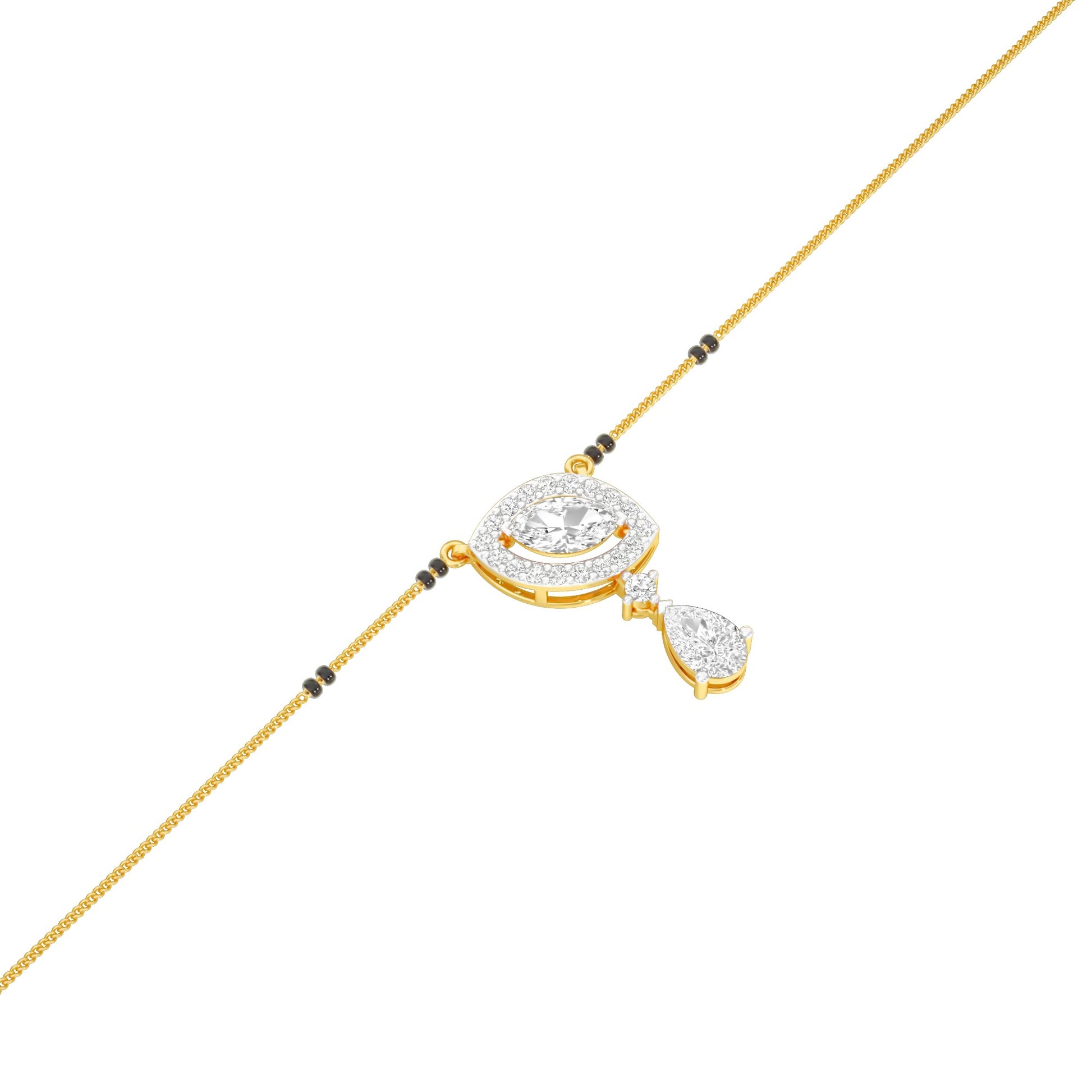 Marquise & Pear Drop Diamond Mangalsutra 9 KT / Yellow Gold