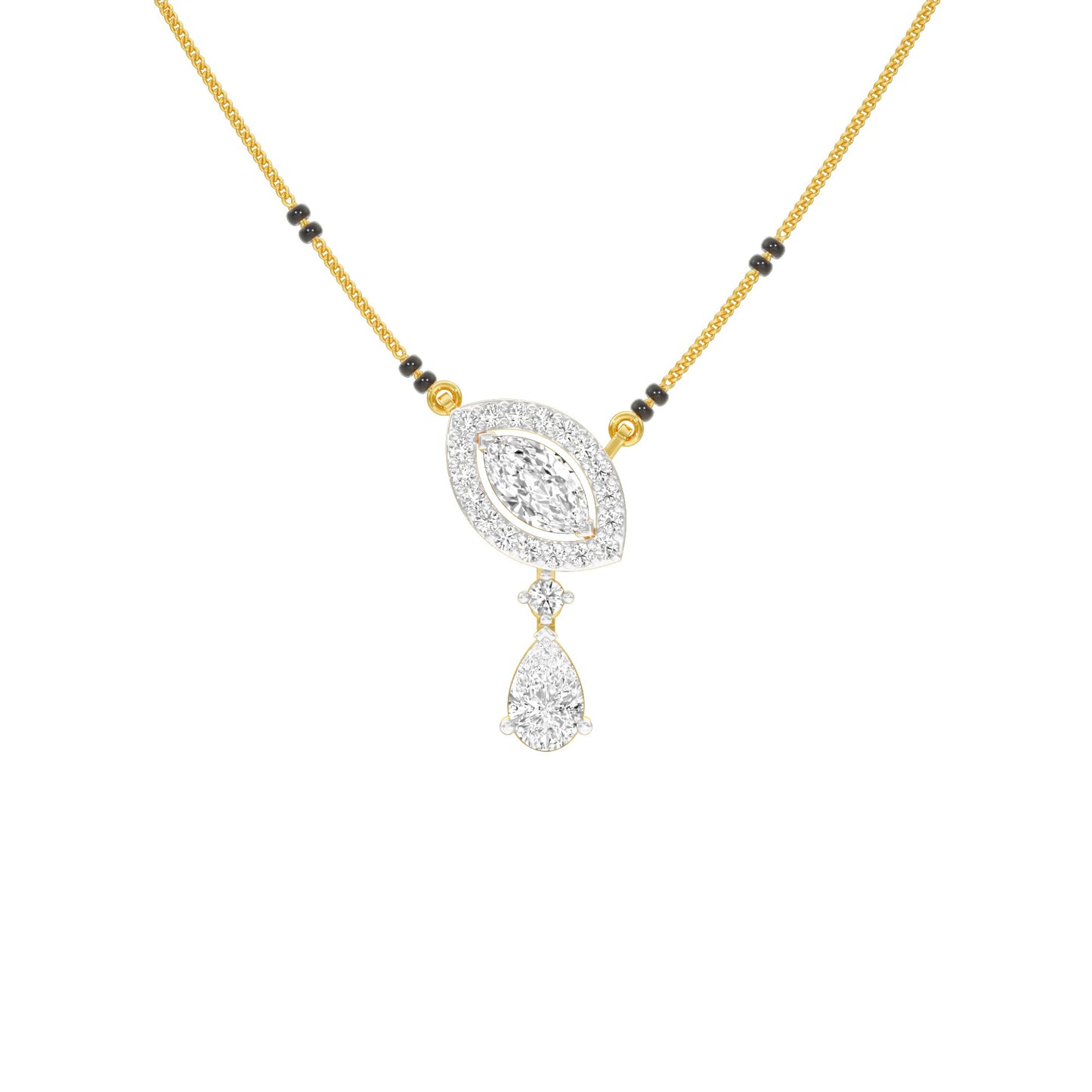 Marquise & Pear Drop Diamond Mangalsutra 9 KT / Yellow Gold