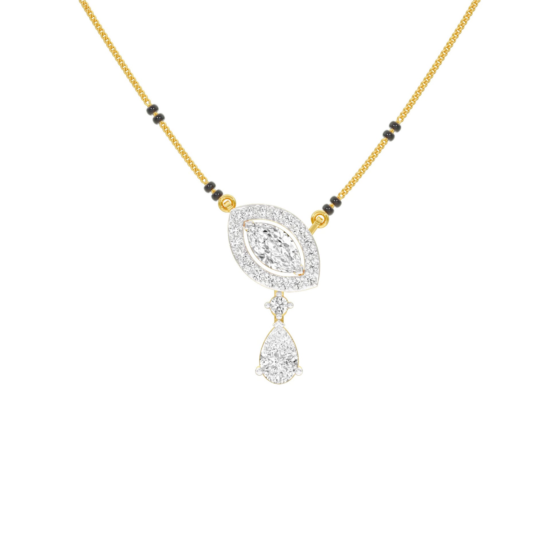 Marquise & Pear Drop Diamond Mangalsutra 9 KT / Yellow Gold