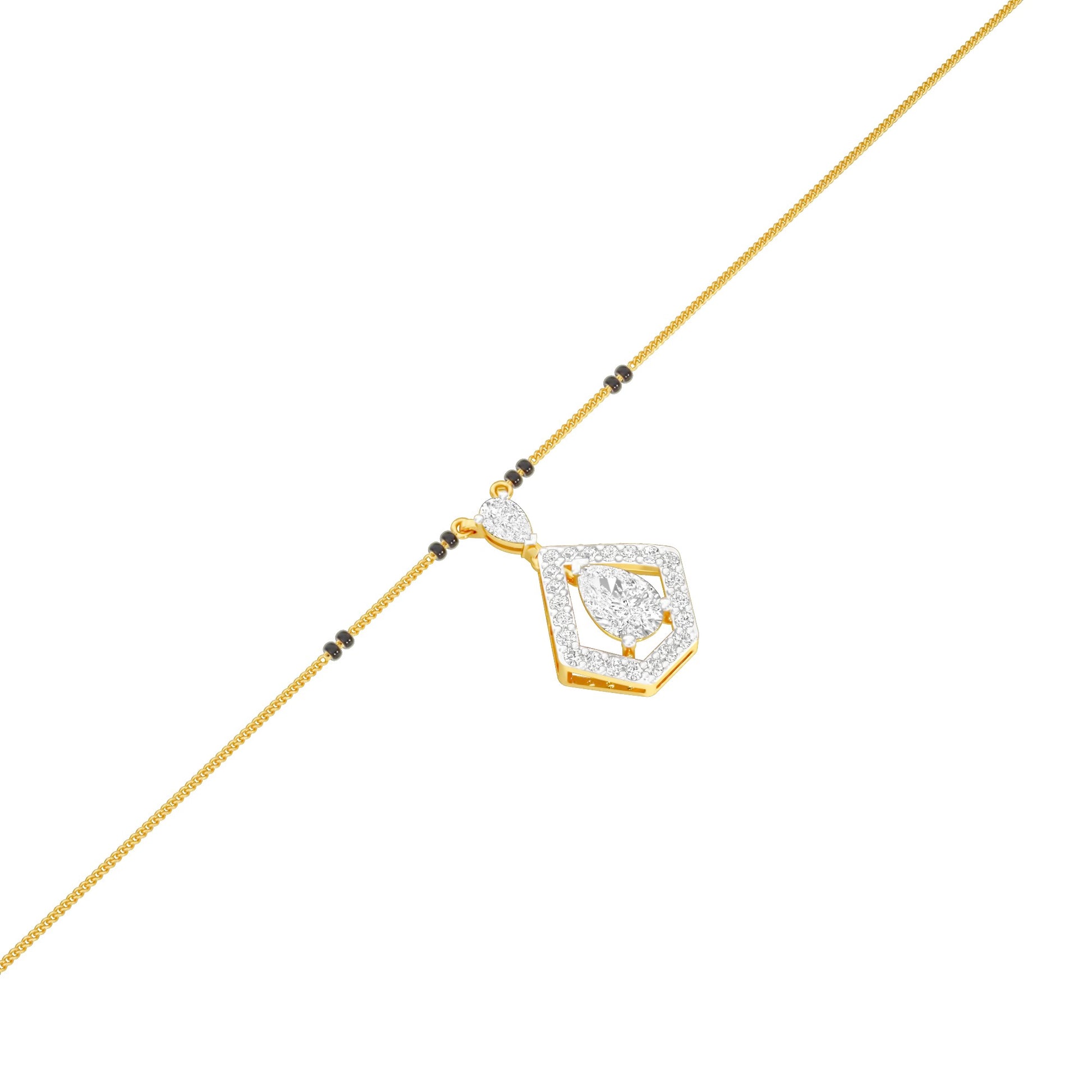 Petal Drop Diamond Mangalsutra 9 KT / Yellow Gold