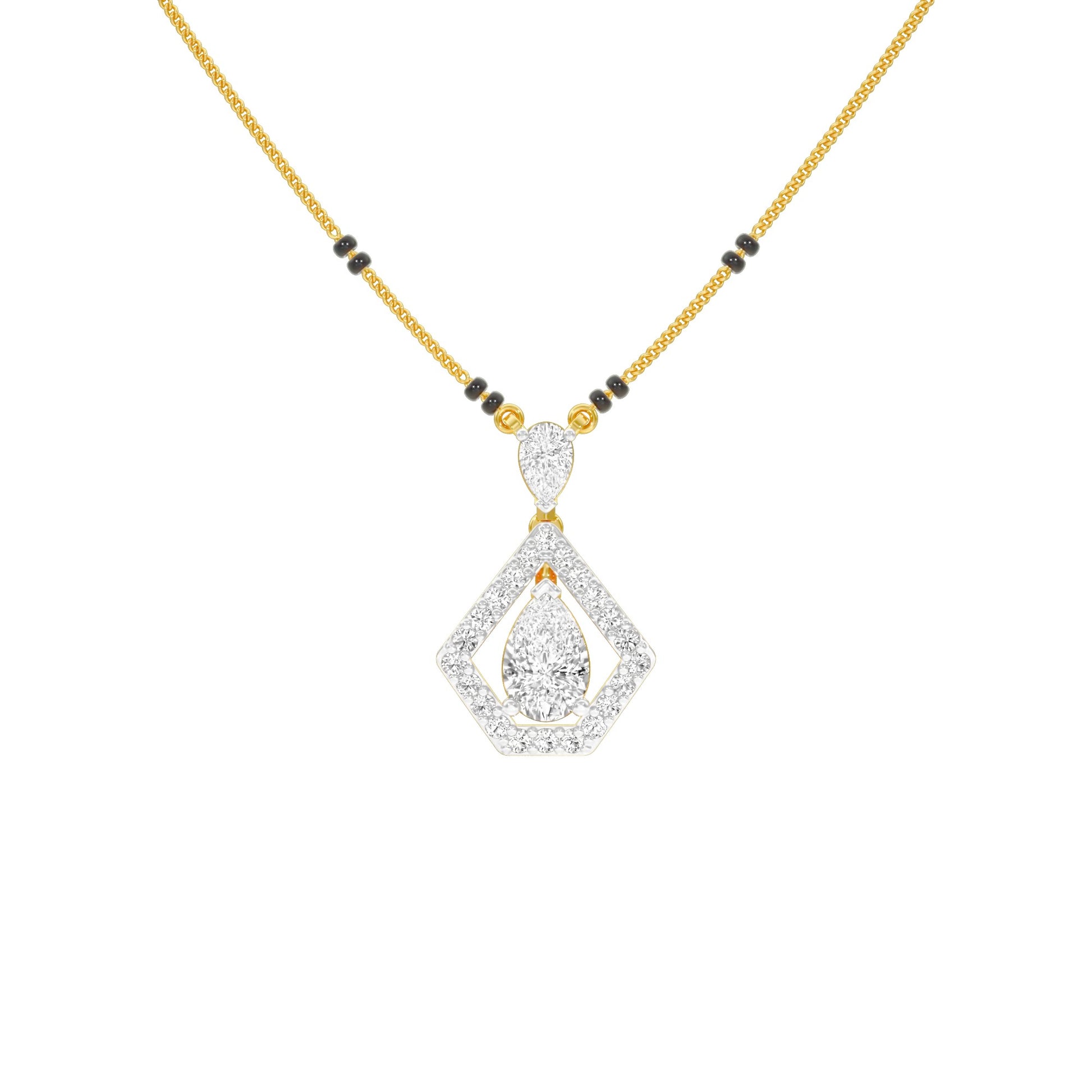 Petal Drop Diamond Mangalsutra 9 KT / Yellow Gold