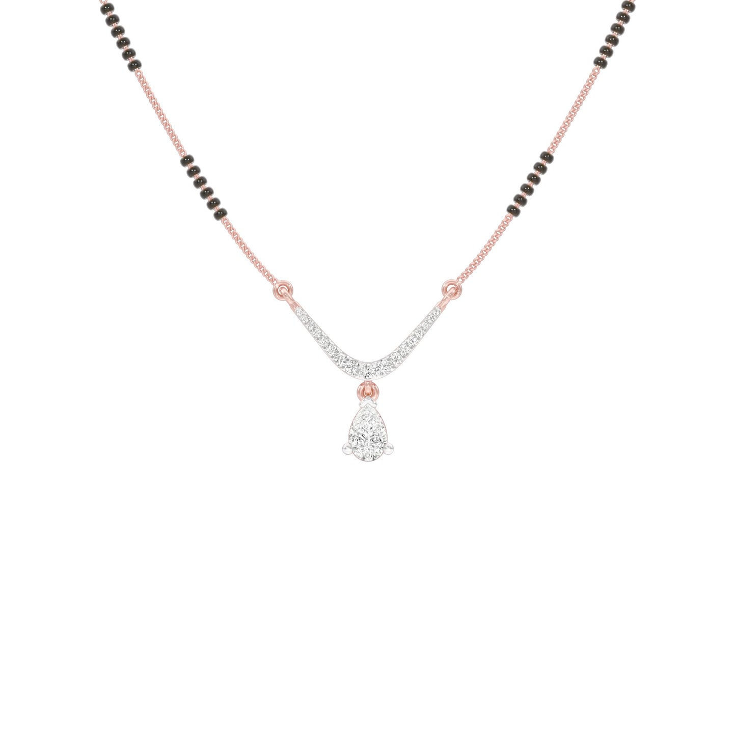 U-Shaped Pear Drop Diamond Mangalsutra 9 KT / Rose Gold