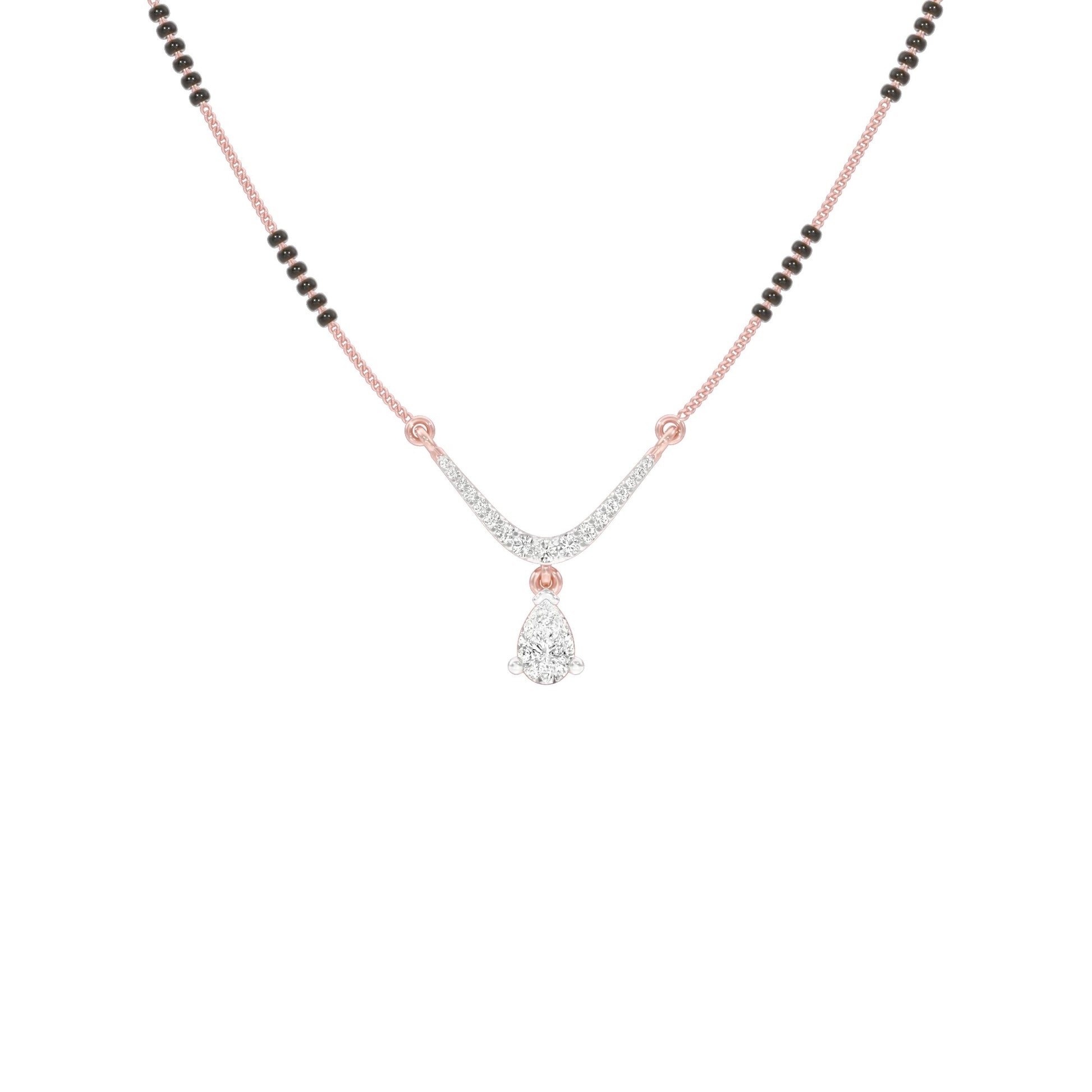 U-Shaped Pear Drop Diamond Mangalsutra 9 KT / Rose Gold