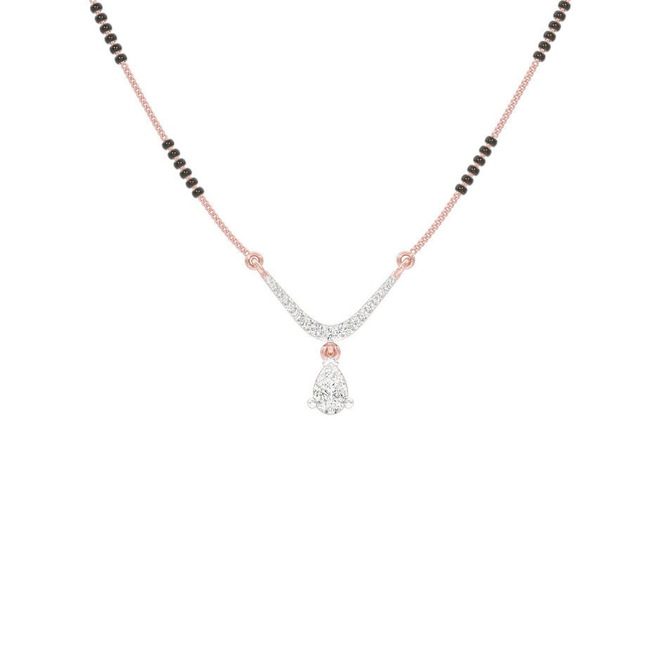 U-Shaped Pear Drop Diamond Mangalsutra 9 KT / Rose Gold