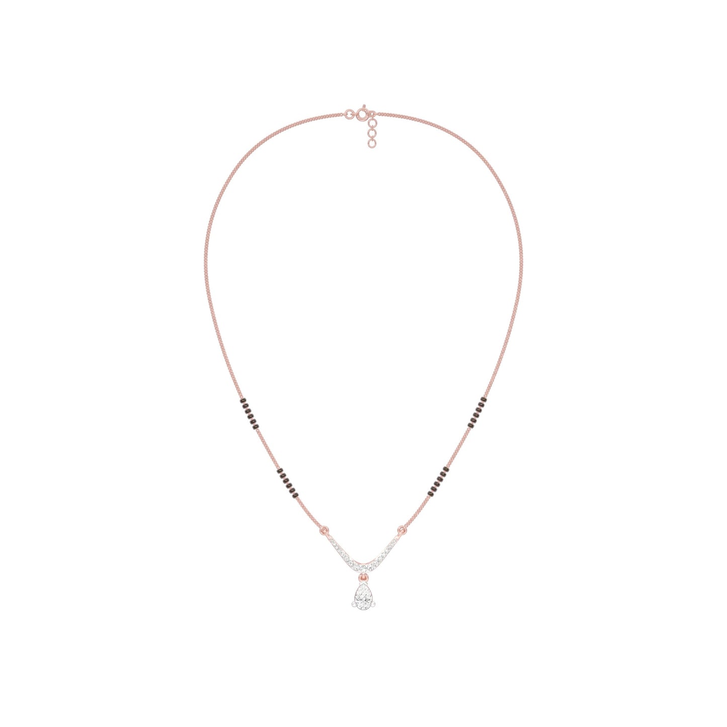 U-Shaped Pear Drop Diamond Mangalsutra 9 KT / Rose Gold