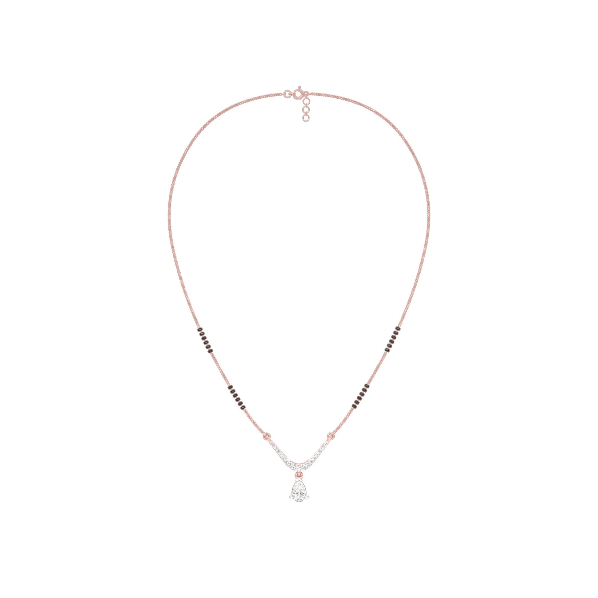 U-Shaped Pear Drop Diamond Mangalsutra 9 KT / Rose Gold