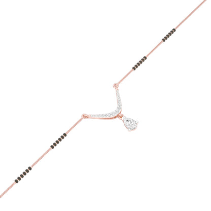 U-Shaped Pear Drop Diamond Mangalsutra 9 KT / Rose Gold