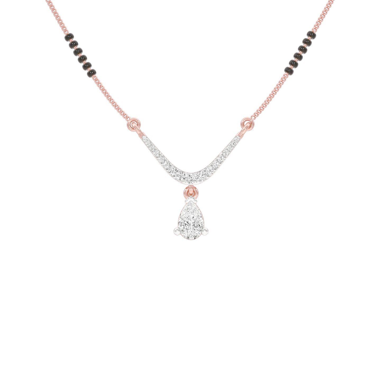 U-Shaped Pear Drop Diamond Mangalsutra 9 KT / Rose Gold