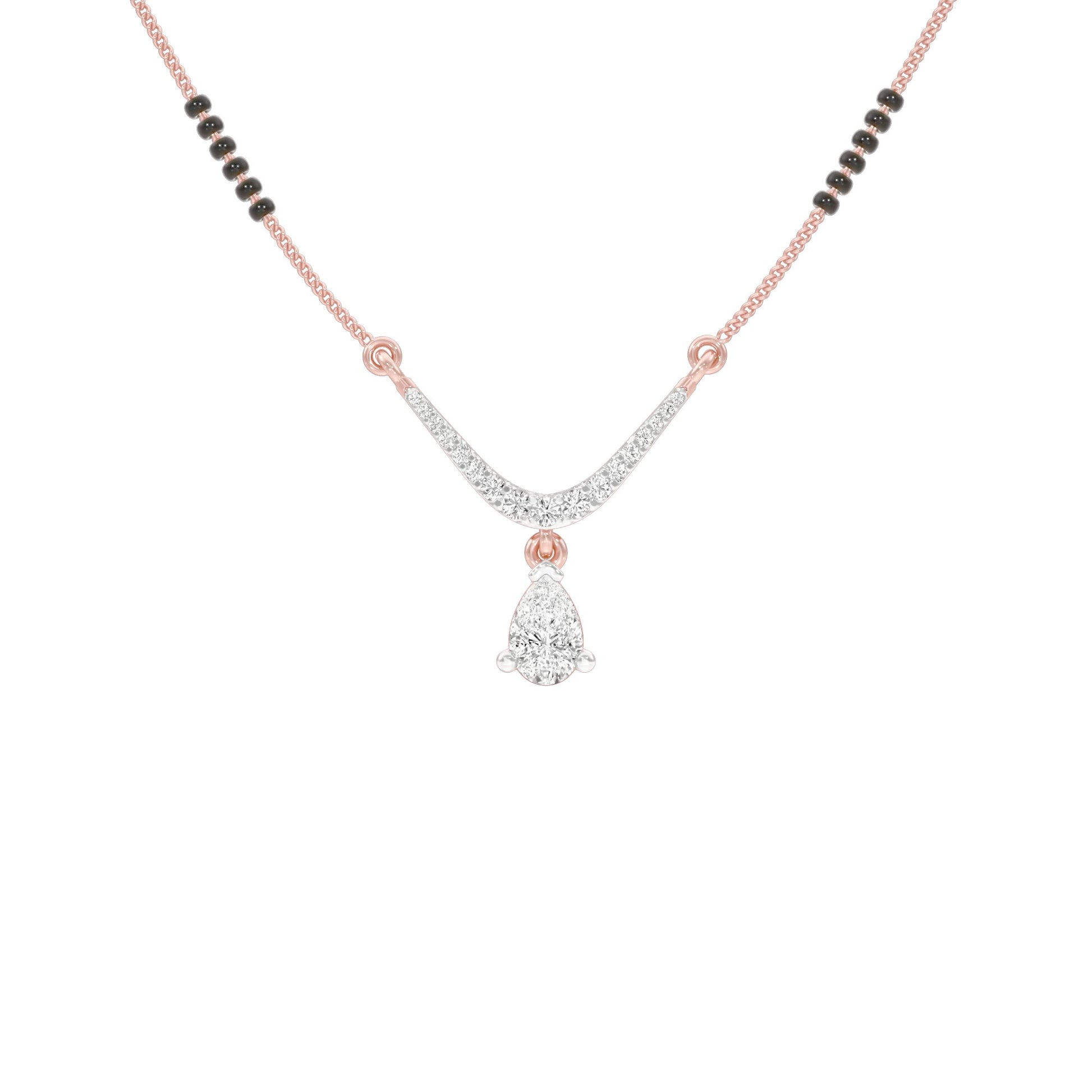 U-Shaped Pear Drop Diamond Mangalsutra 9 KT / Rose Gold