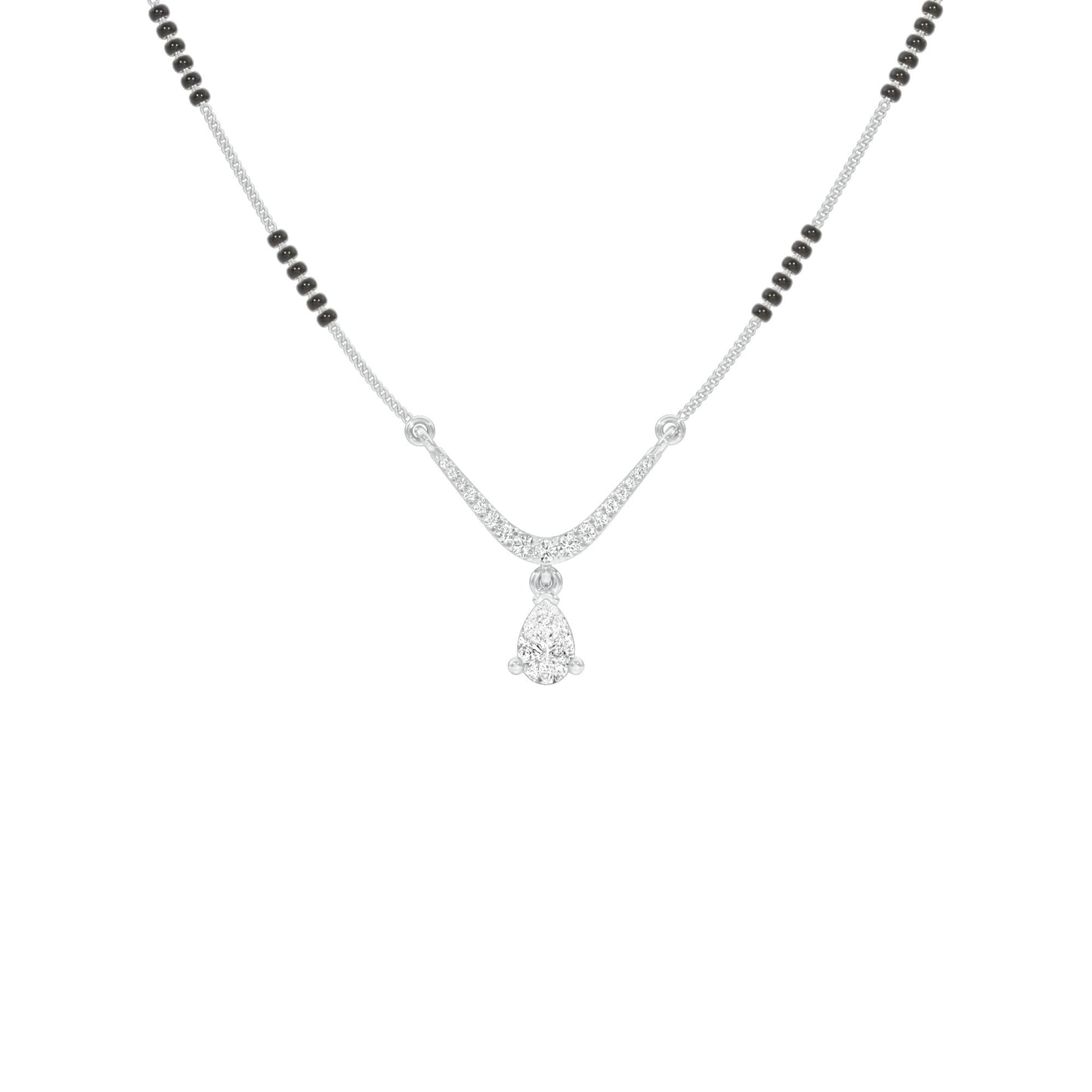 U-Shaped Pear Drop Diamond Mangalsutra 9 KT / White Gold