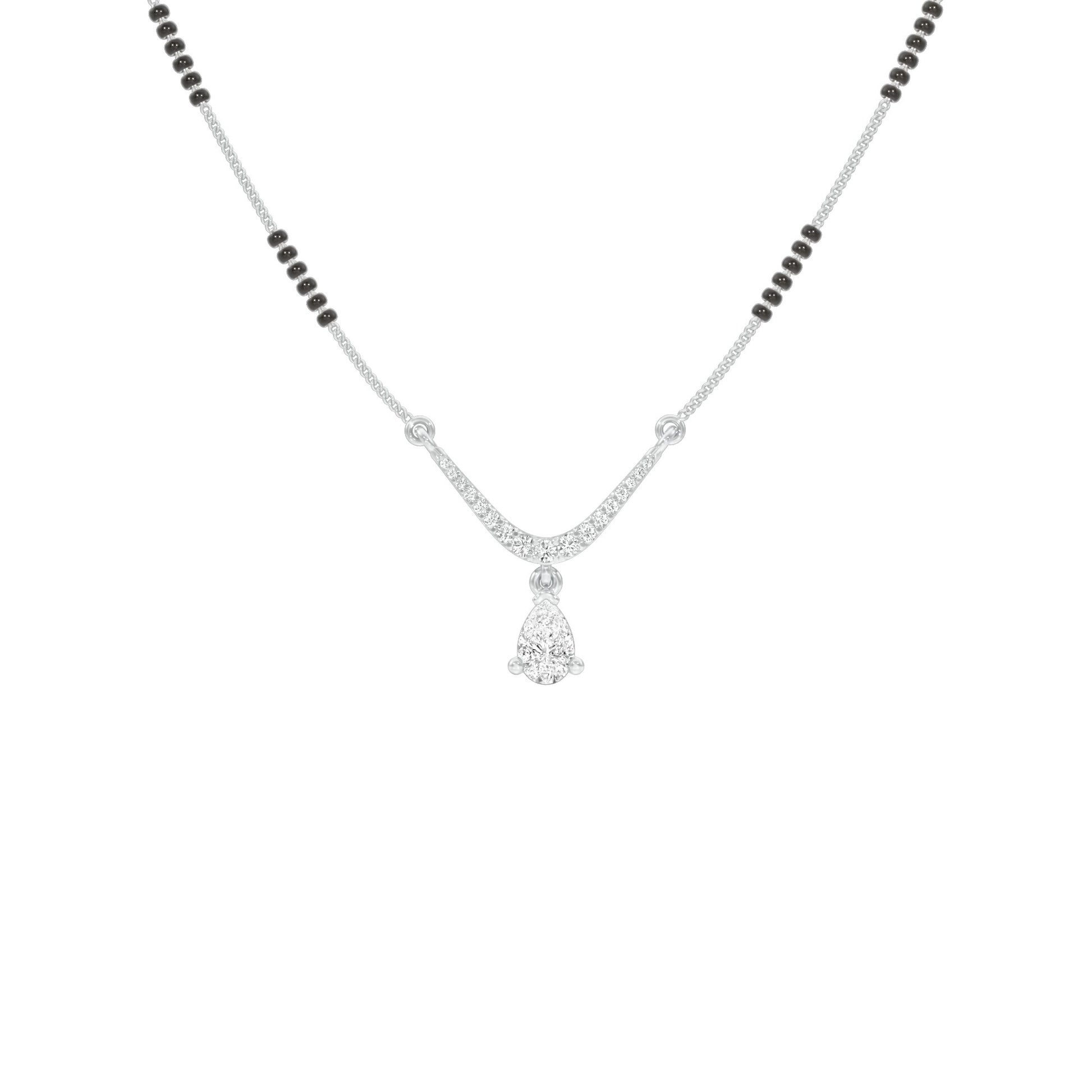 U-Shaped Pear Drop Diamond Mangalsutra 9 KT / White Gold