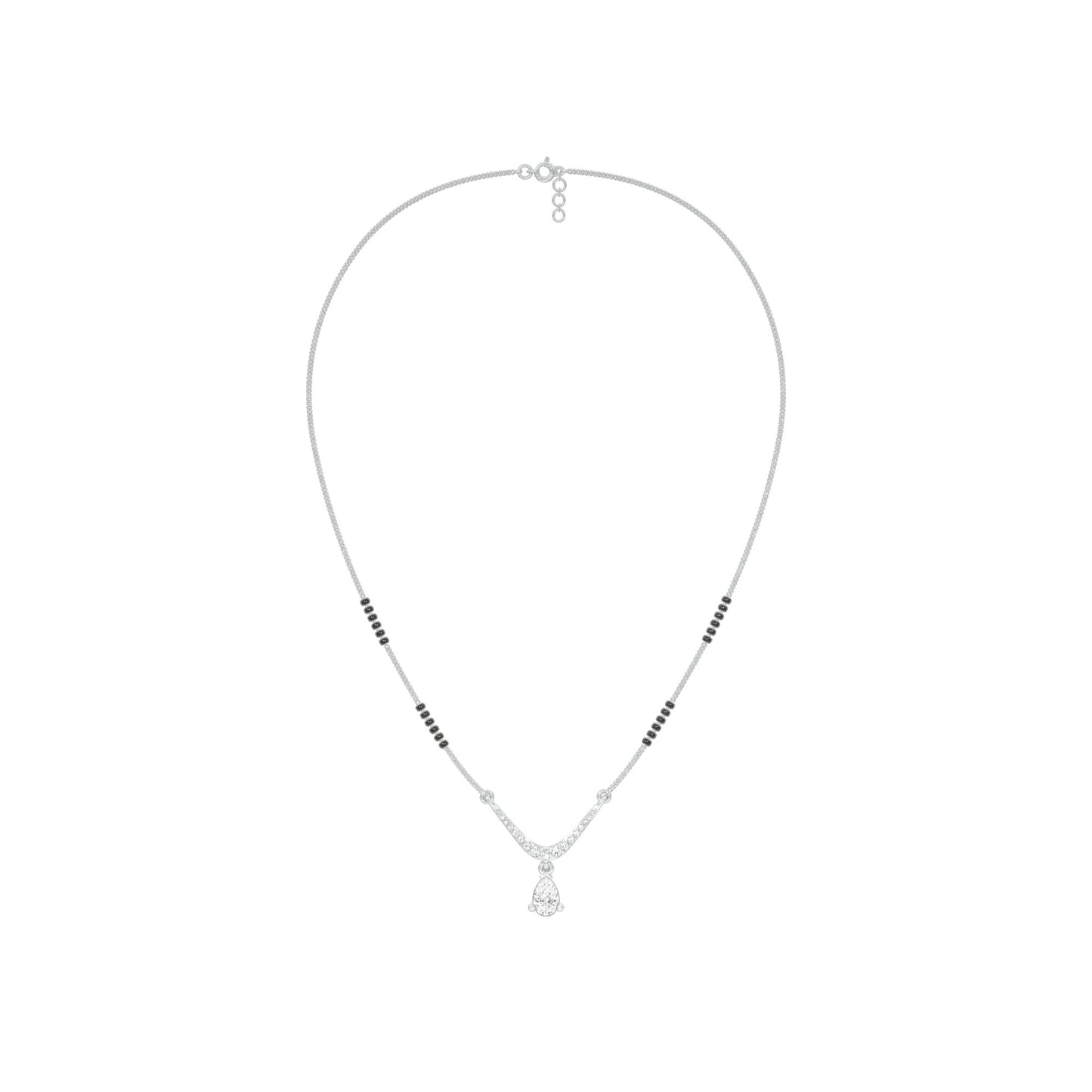 U-Shaped Pear Drop Diamond Mangalsutra 9 KT / White Gold