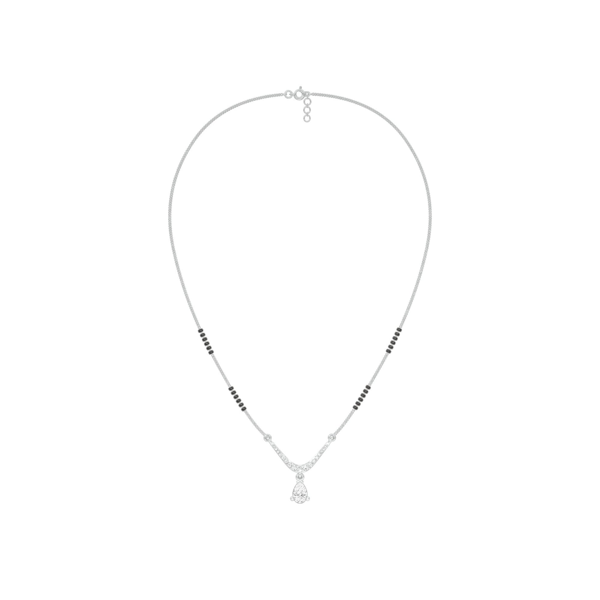 U-Shaped Pear Drop Diamond Mangalsutra 9 KT / White Gold