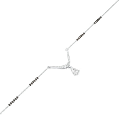 U-Shaped Pear Drop Diamond Mangalsutra 9 KT / White Gold