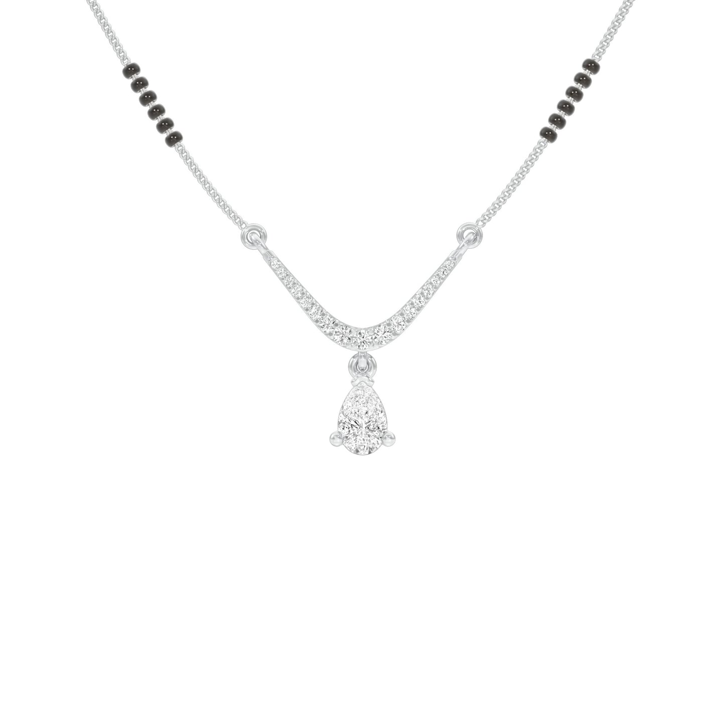 U-Shaped Pear Drop Diamond Mangalsutra 9 KT / White Gold