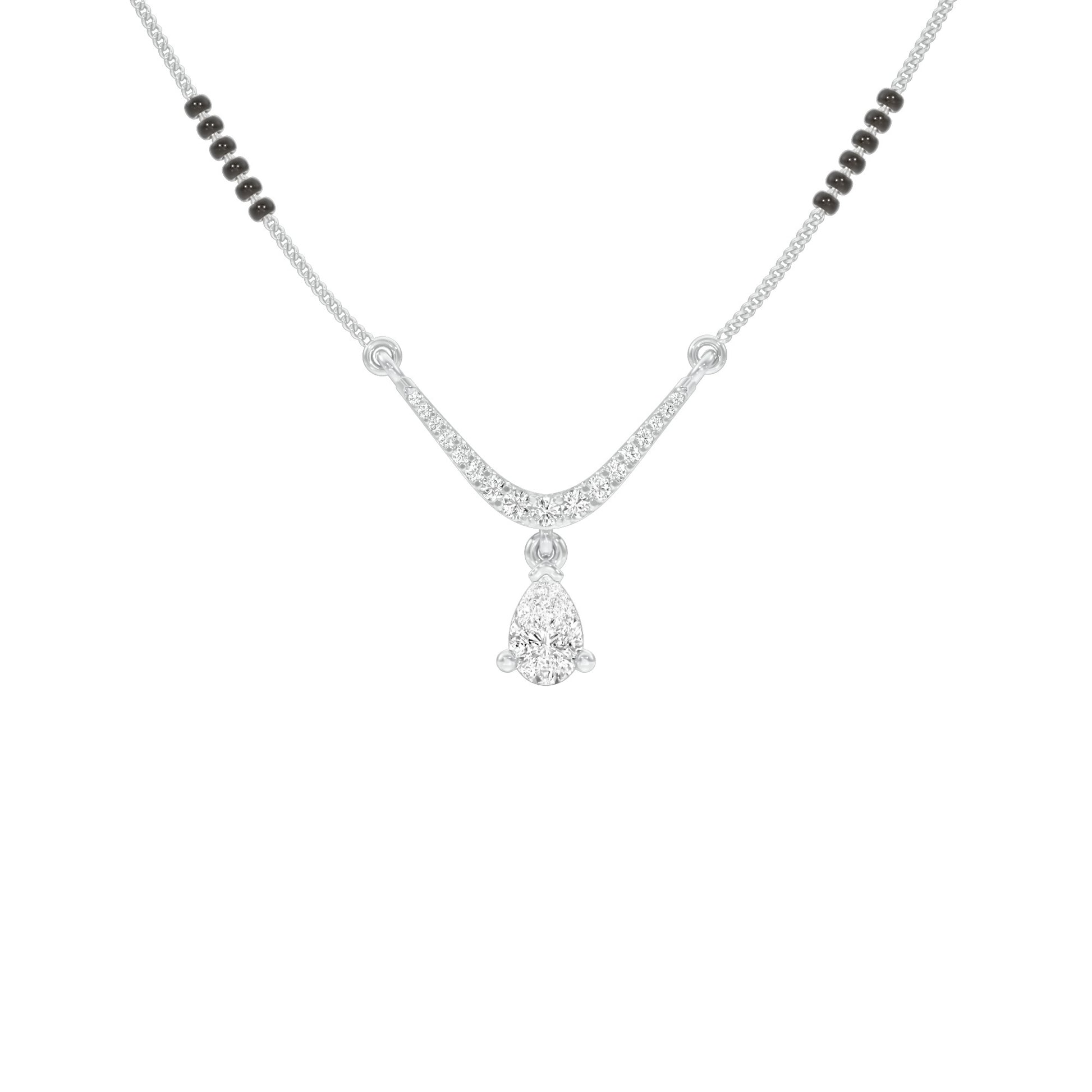 U-Shaped Pear Drop Diamond Mangalsutra 9 KT / White Gold