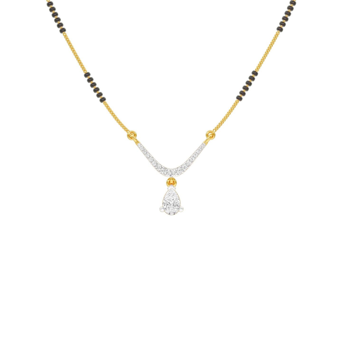 U-Shaped Pear Drop Diamond Mangalsutra 9 KT / Yellow Gold