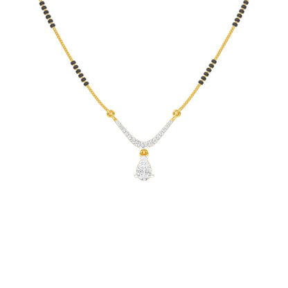 U-Shaped Pear Drop Diamond Mangalsutra 9 KT / Yellow Gold