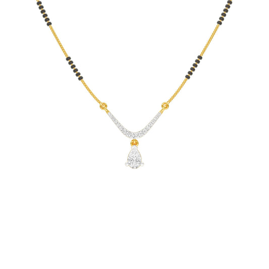 U-Shaped Pear Drop Diamond Mangalsutra 9 KT / Yellow Gold