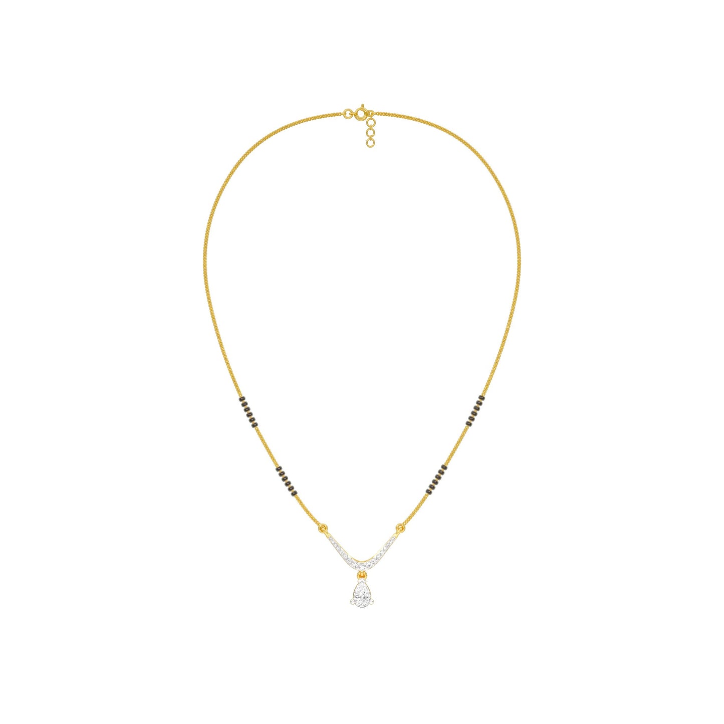 U-Shaped Pear Drop Diamond Mangalsutra 9 KT / Yellow Gold