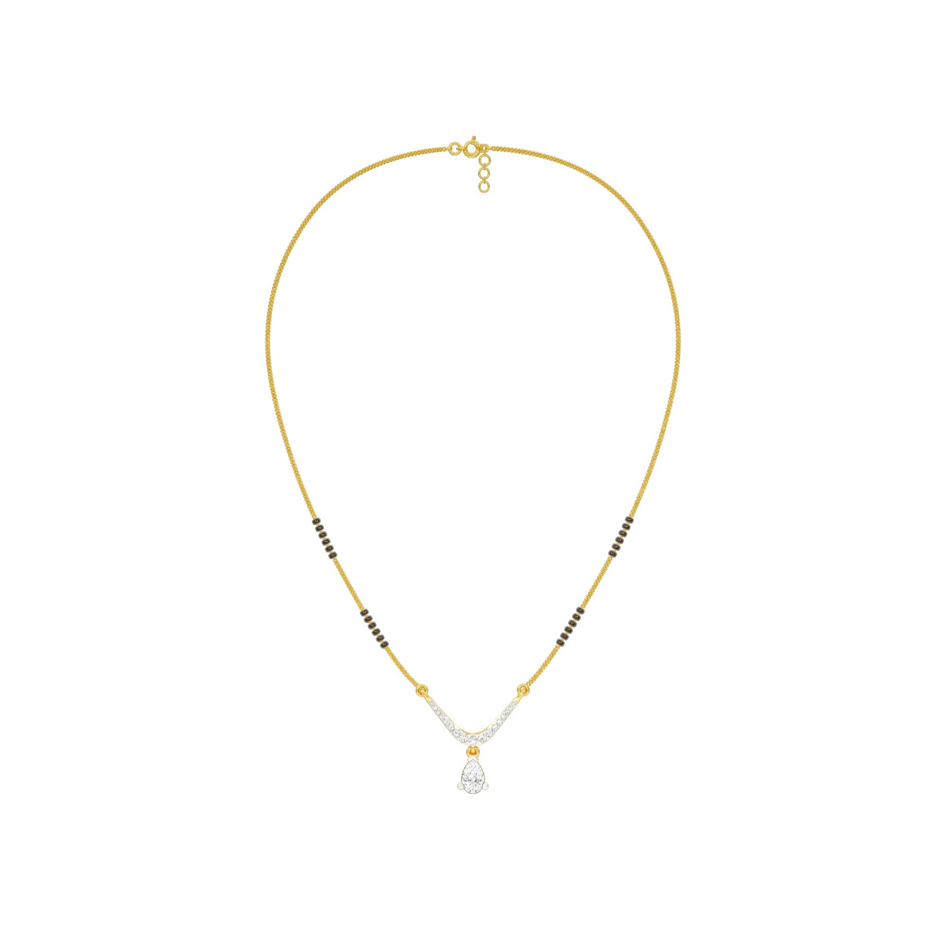 U-Shaped Pear Drop Diamond Mangalsutra 9 KT / Yellow Gold
