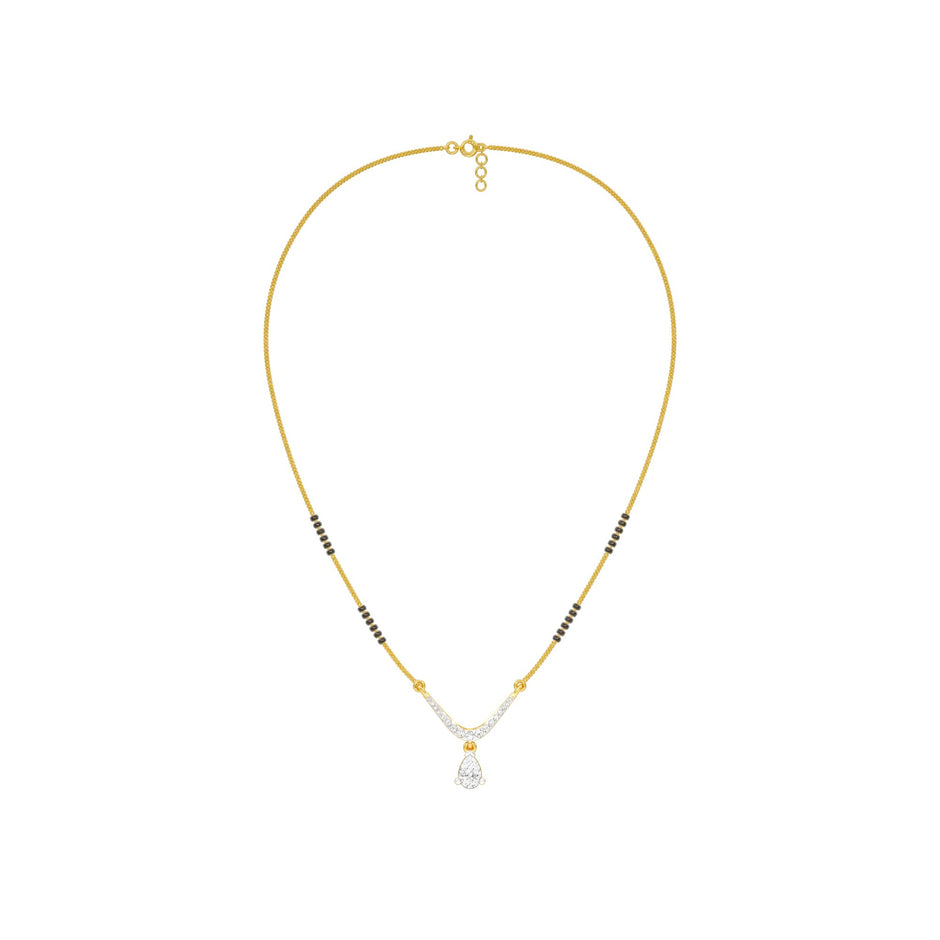 U-Shaped Pear Drop Diamond Mangalsutra 9 KT / Yellow Gold