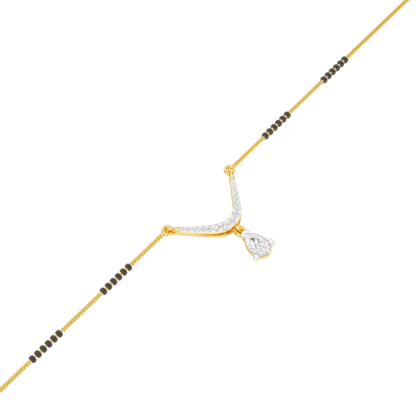 U-Shaped Pear Drop Diamond Mangalsutra 9 KT / Yellow Gold