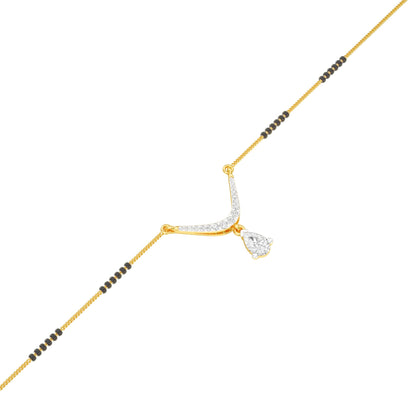 U-Shaped Pear Drop Diamond Mangalsutra 9 KT / Yellow Gold