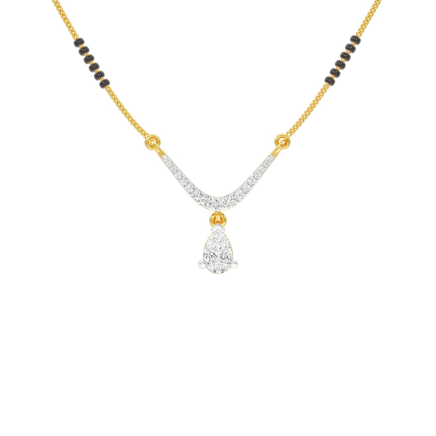 U-Shaped Pear Drop Diamond Mangalsutra 9 KT / Yellow Gold