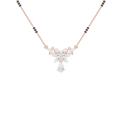 Glided Orchid Motif Diamond Mangalsutra 9 KT / Rose Gold
