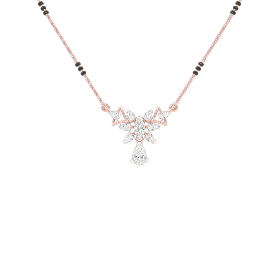 Glided Orchid Motif Diamond Mangalsutra 9 KT / Rose Gold