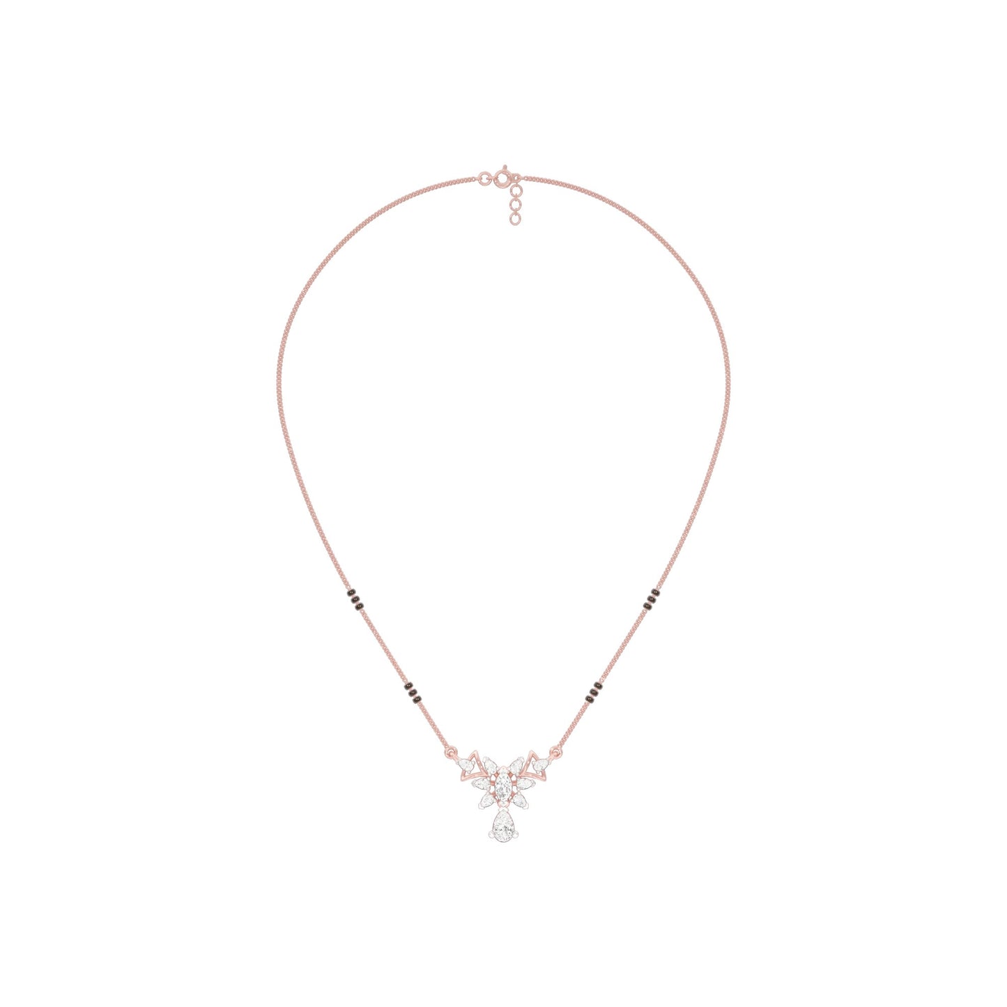 Glided Orchid Motif Diamond Mangalsutra 9 KT / Rose Gold