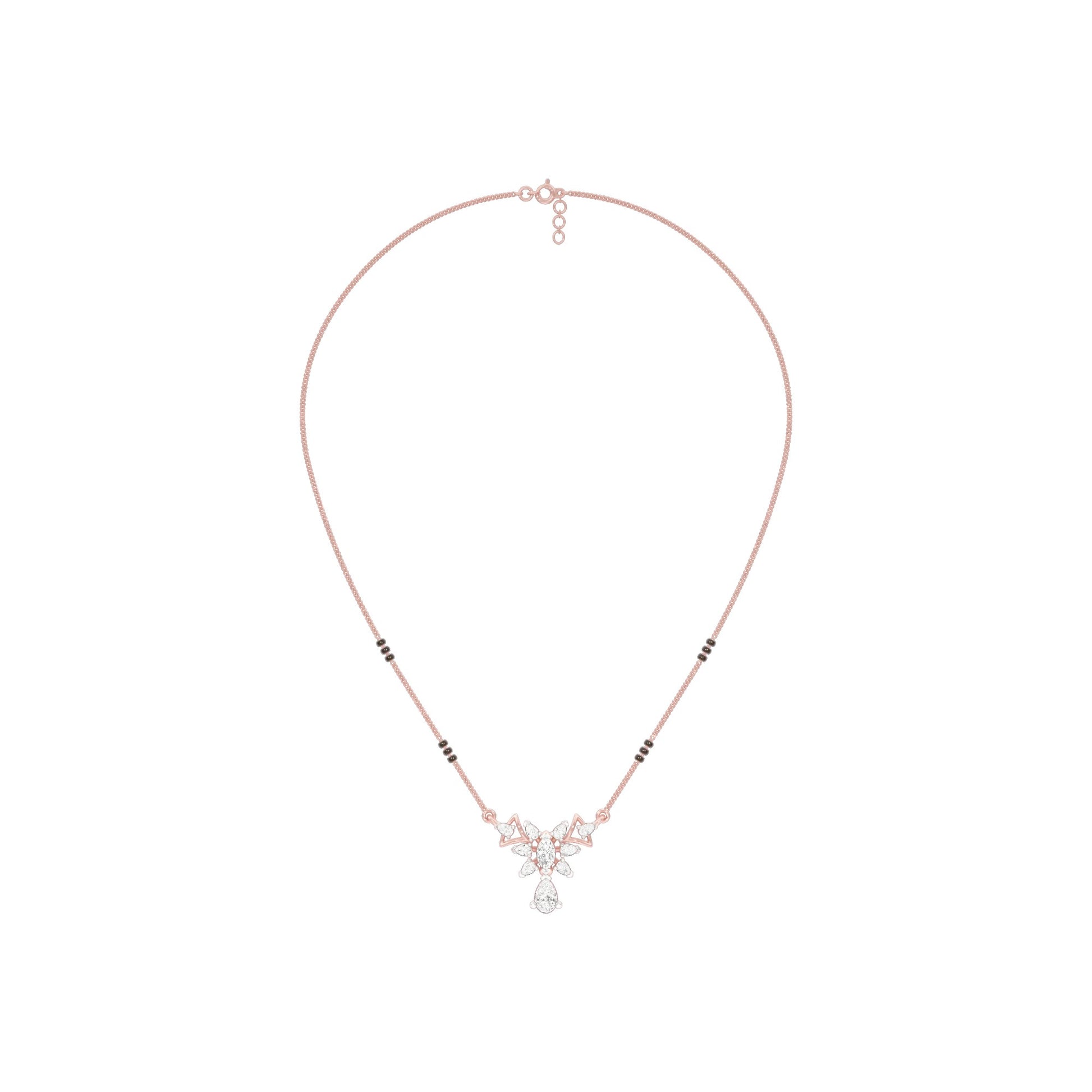 Glided Orchid Motif Diamond Mangalsutra 9 KT / Rose Gold