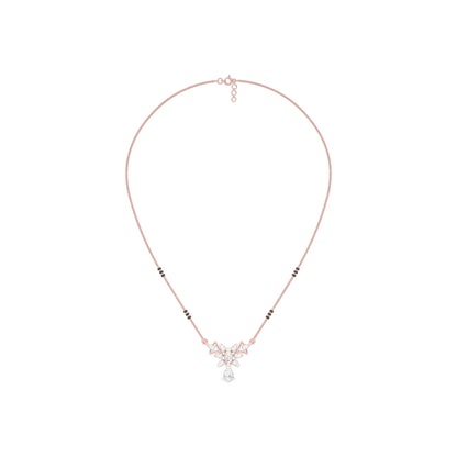 Glided Orchid Motif Diamond Mangalsutra 9 KT / Rose Gold