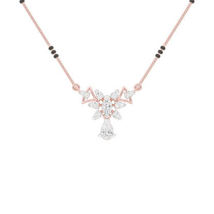 Glided Orchid Motif Diamond Mangalsutra 9 KT / Rose Gold