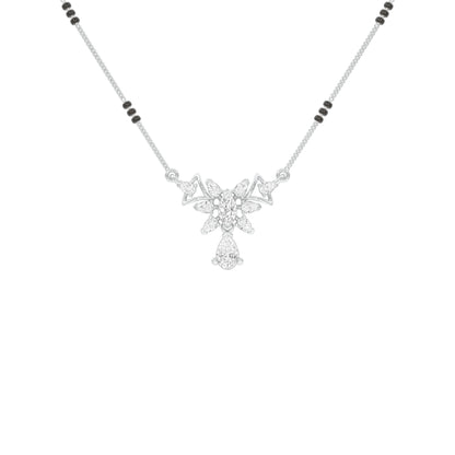 Glided Orchid Motif Diamond Mangalsutra 9 KT / White Gold