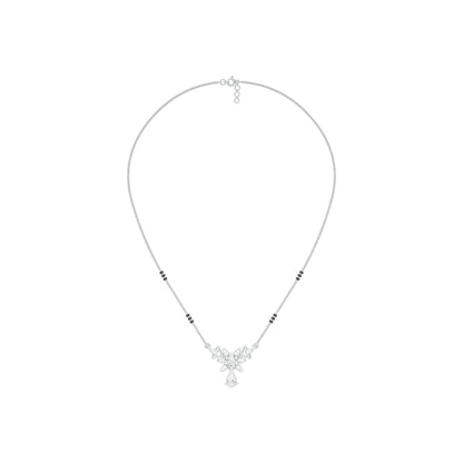 Glided Orchid Motif Diamond Mangalsutra 9 KT / White Gold