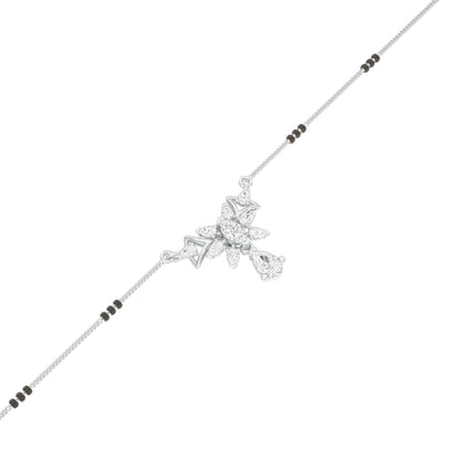 Glided Orchid Motif Diamond Mangalsutra 9 KT / White Gold