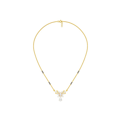 Glided Orchid Motif Diamond Mangalsutra 9 KT / Yellow Gold