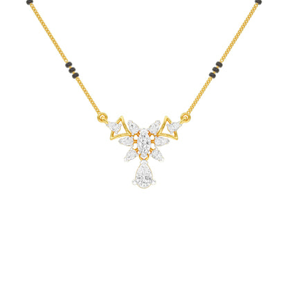 Glided Orchid Motif Diamond Mangalsutra 9 KT / Yellow Gold