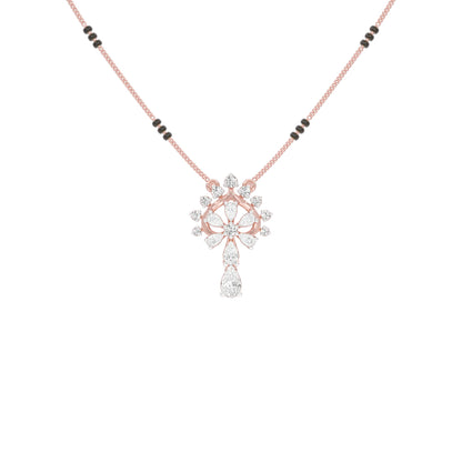 Pear Flower Drop Diamond Mangalsutra 9 KT / Rose Gold